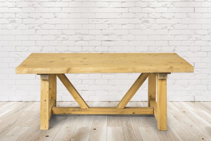 Produktbild PureHaven Rustikaler Massivholztisch 200x100x76 cm Esstisch Vollholz Unikat handgefertigt Kiefer Vin (200 x 100 x 76 cm)