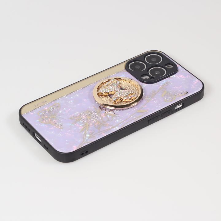 Actual product image PhoneLook Coque Nacre papillon strass avec support vidéo (Apple iPhone 13 Pro)