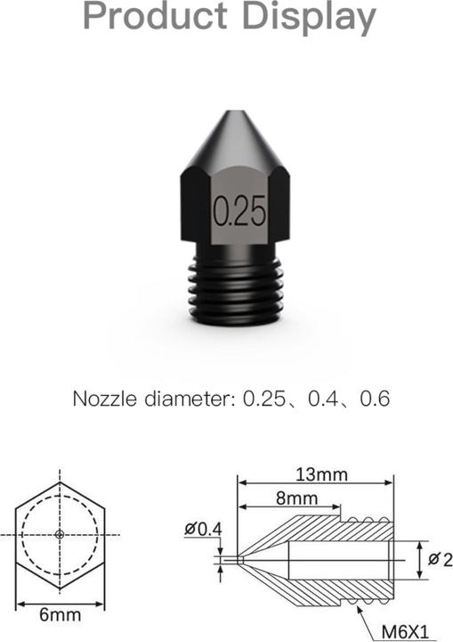 Immagine prodotto Creality Set di ugelli MK8 in acciaio temperato 8 pezzi (Spazzola)