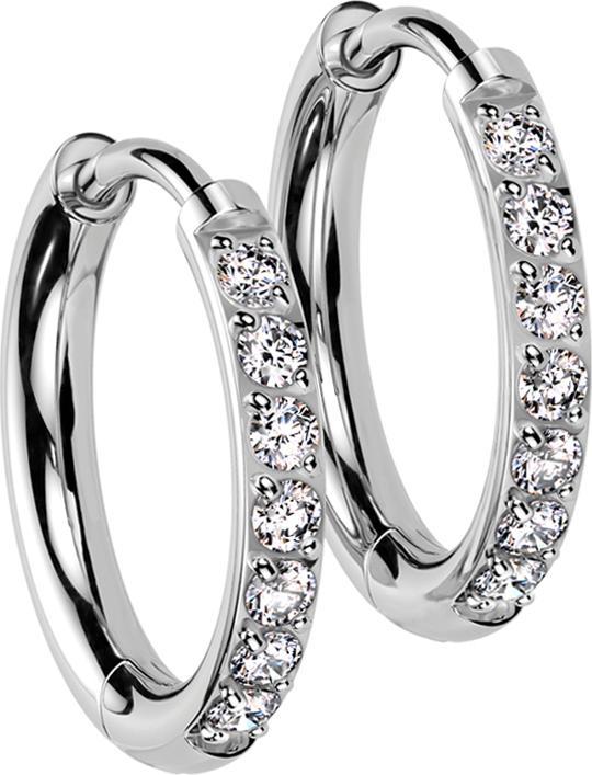 Star Piercing Ohrring silber Kristalle silber (ohne Messing, Titan G23)