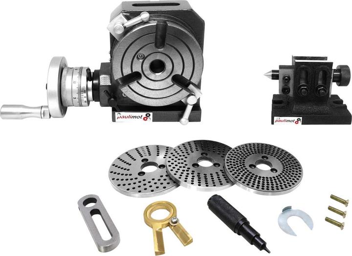 Produktbild Paulimot Teilapparat-Set mit Rundtisch Ø 110 mm, Reitstock und Teilscheiben