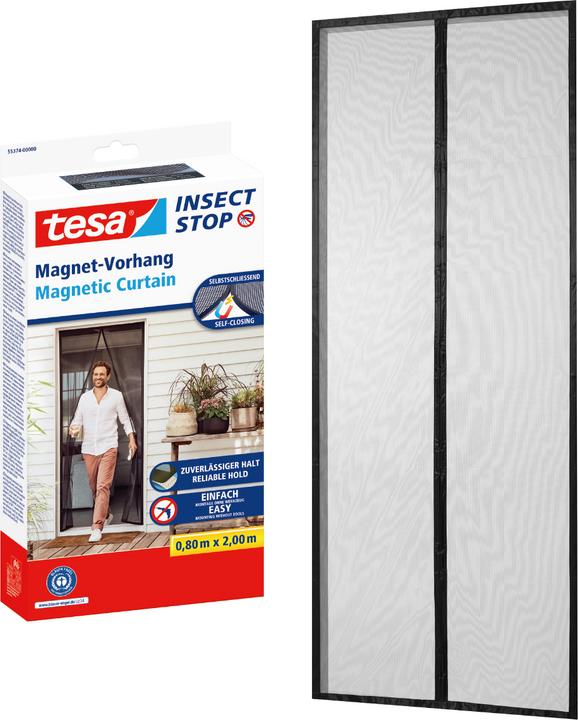 Actual product image tesa Insect screen magnetic curtain for balcony and patio doors, self-closing, mounting without drilling (90 x 210 cm)