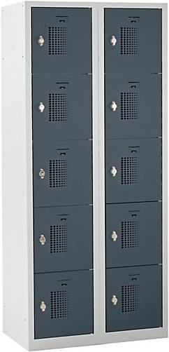 Produktbild eurokraft basic Schliessfachschrank mit Drehriegel für Vorhängeschloss, 10 Fächer (80 cm, 180 cm)