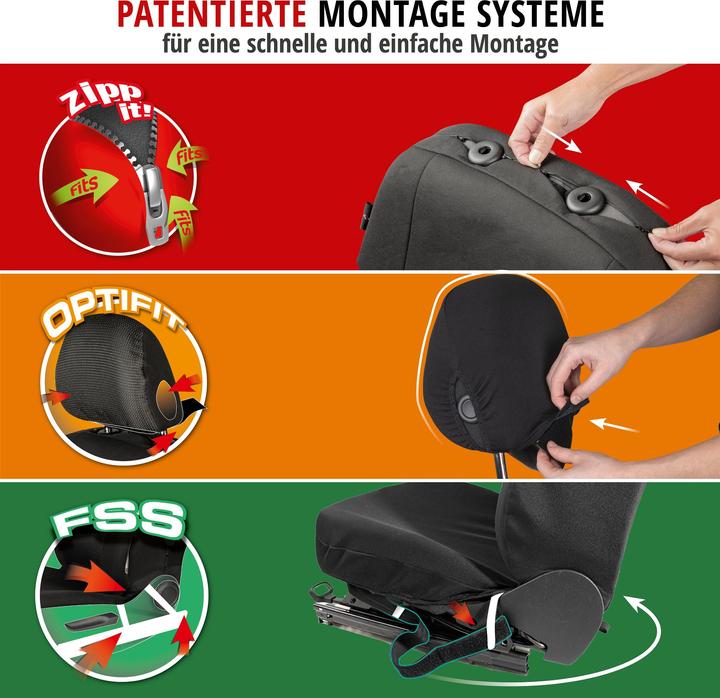 Image du produit Walser Housse de siège auto ZIPP-IT Premium Ardwell, housse de siège auto pour 2 sièges avant avec système
