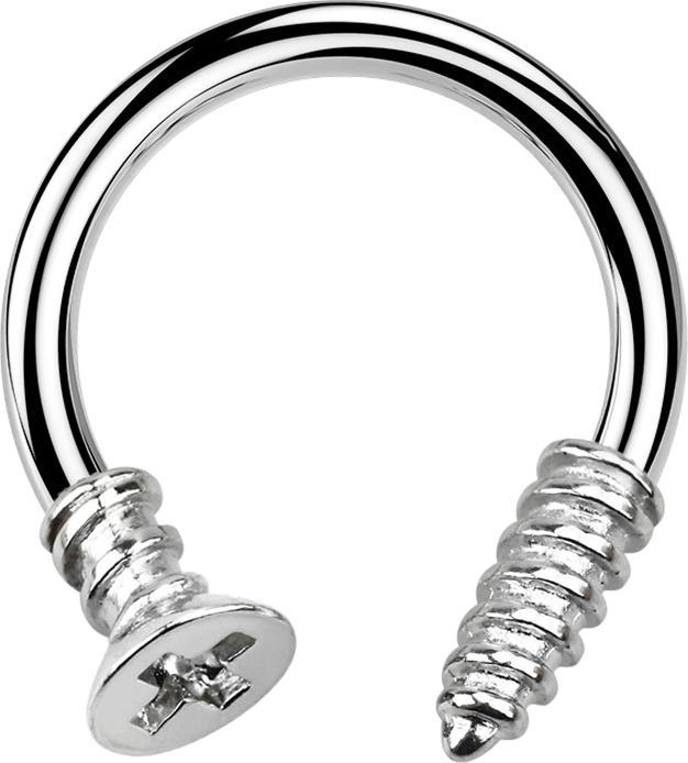 Star Piercing Circular Barbell silber mit Kreuzschlitzschraube (Chirurgenstahl 316L)