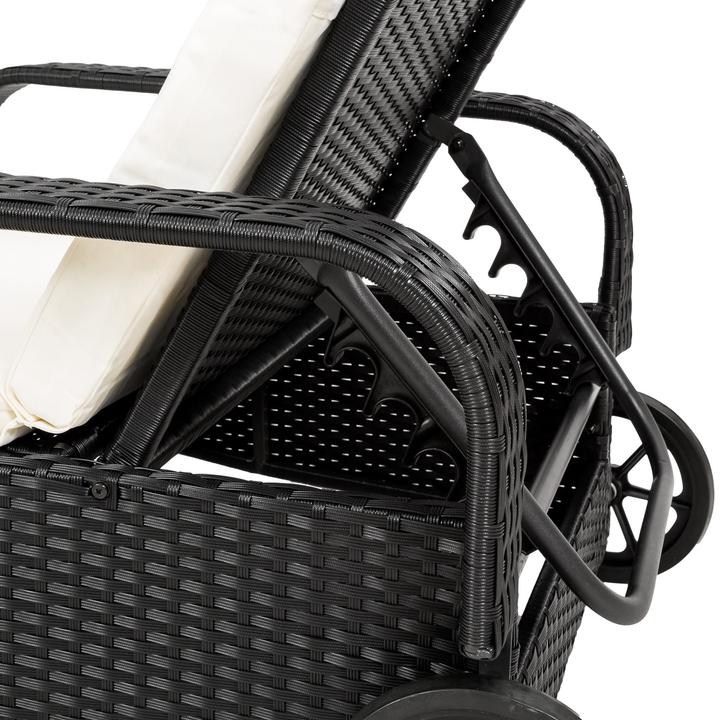 Produktbild tectake Sonnenliege Rattan mit Rollen (200 cm)