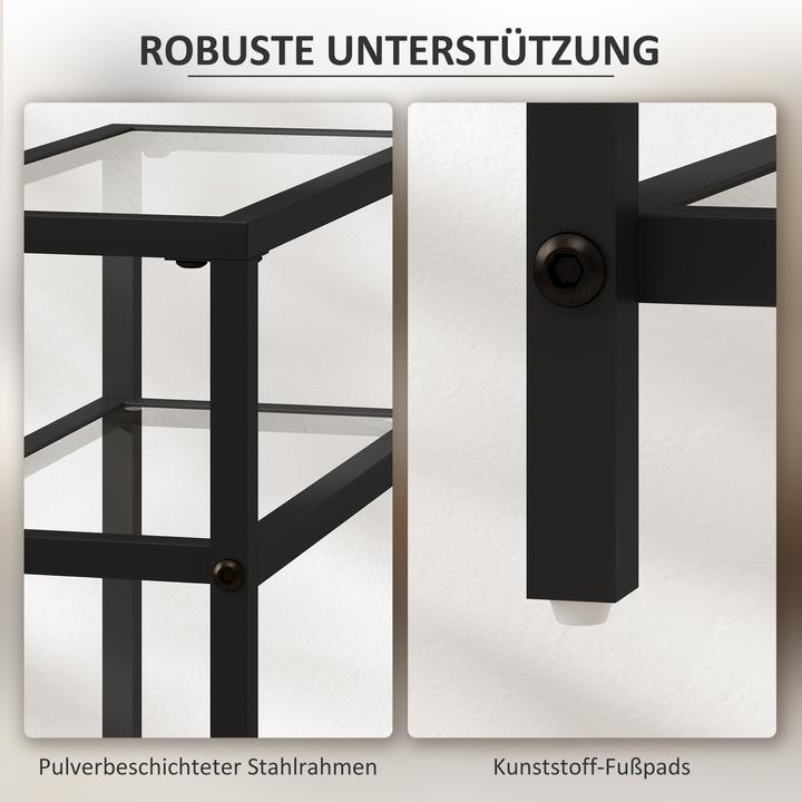 Produktbild Homcom Beistelltisch Stahl, Hartglas Schwarz