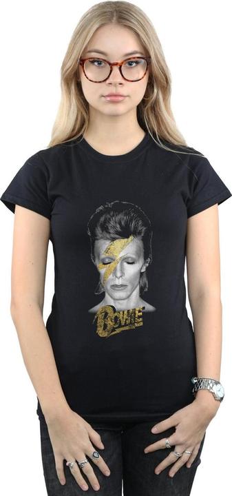 Immagine prodotto David Bowie Aladdin Sane Gold Bolt Maglietta Donna (L)