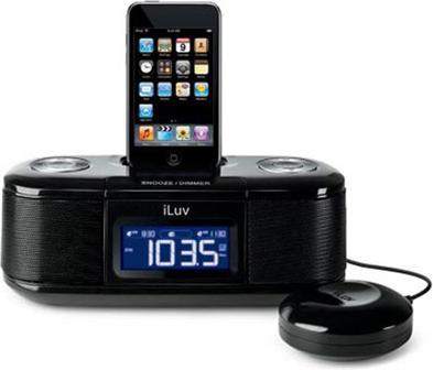 Produktbild iLuv iMM153, Radiowecker mit iPod Dock + Bed Shaker, schwarz