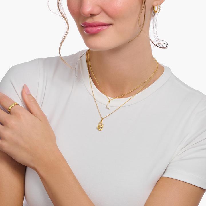 Image du produit Thomas Sabo Chaîne avec pendentif coeurs entrelacés plaqué or (Zircone, 38 - 45 cm)