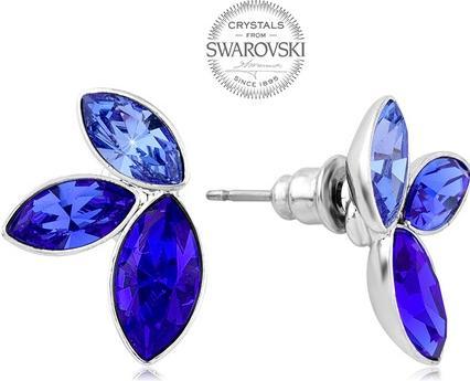 Levien Earrings with threeue Navette crystals (L)