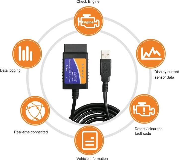 Produktbild JTI USB ELM327 / OBD2 Fehlercodeleser Kfz-Diagnose