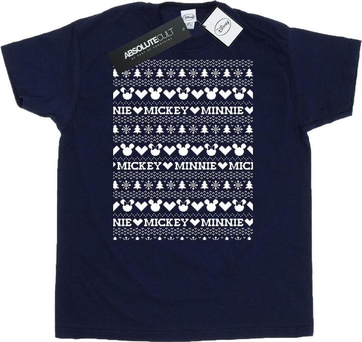 Disney Mickey And Minnie Christmas Fair Isle TShirt (S)