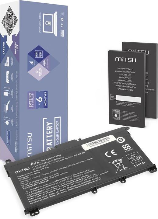Produktbild Mitsu Akku für HP 14-BP Pavilion 14 15 3400 mAh (39 Wh) 11 55 Volt (3 Zellen, 3400 mAh)