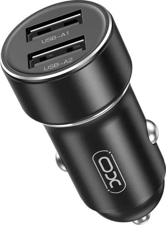 xO car charger CC53 12W 2x USB black + USB - USB-C cable