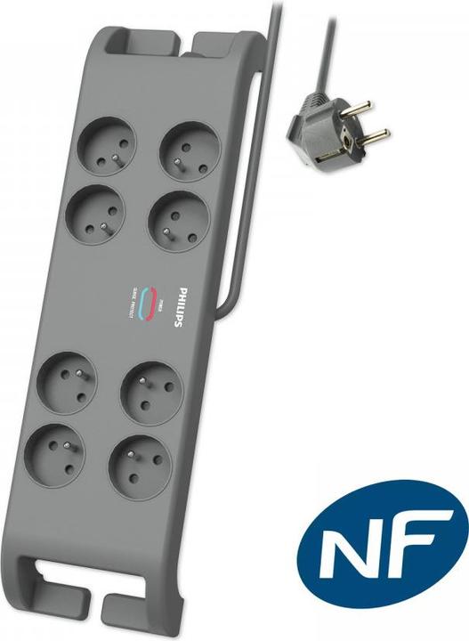 MCL Philips Multiplug Sp 8-Socket 2m Grey (8 x, 2 m)