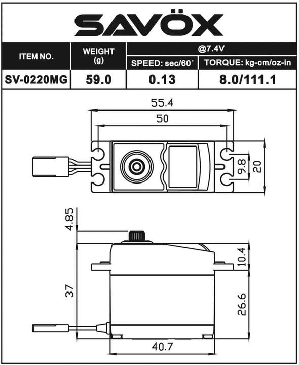 Produktbild Savöx Servo SV-0220MG Digital