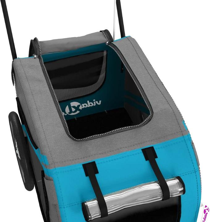 Produktbild VidaXL Fahrradanhänger Hunde Blau und Grau Oxford-Gewebe und