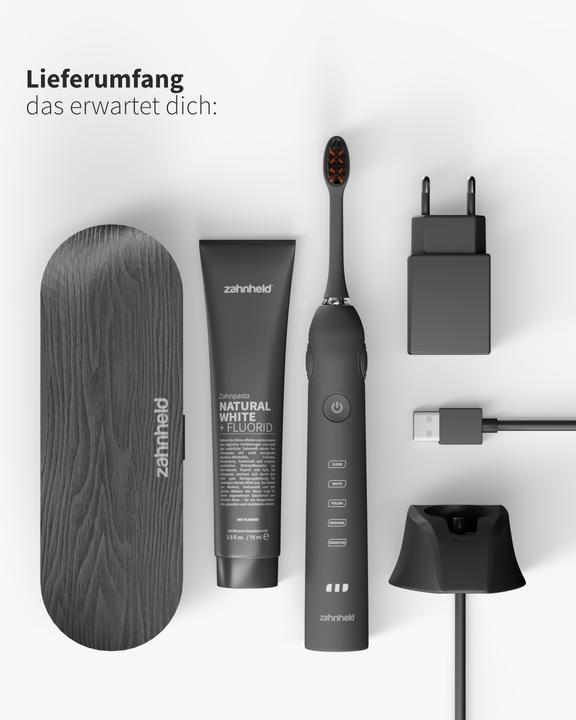 Produktbild Zahnheld Schallzahnbürste & Natural White Schwarz (Schallzahnbürste)