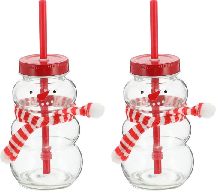 Produktbild Novaliv 2X Tassen Glühwein 260 ml Personalisierte Weihnachtstasse mit Trinkhalm - Schneemann als Glü (260 ml, 2 x)
