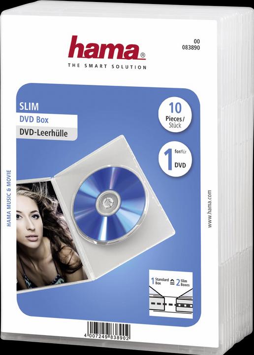 Actual product image Hama 1x10 DVD Empty Sleeve Slim Transparent 50% Blank