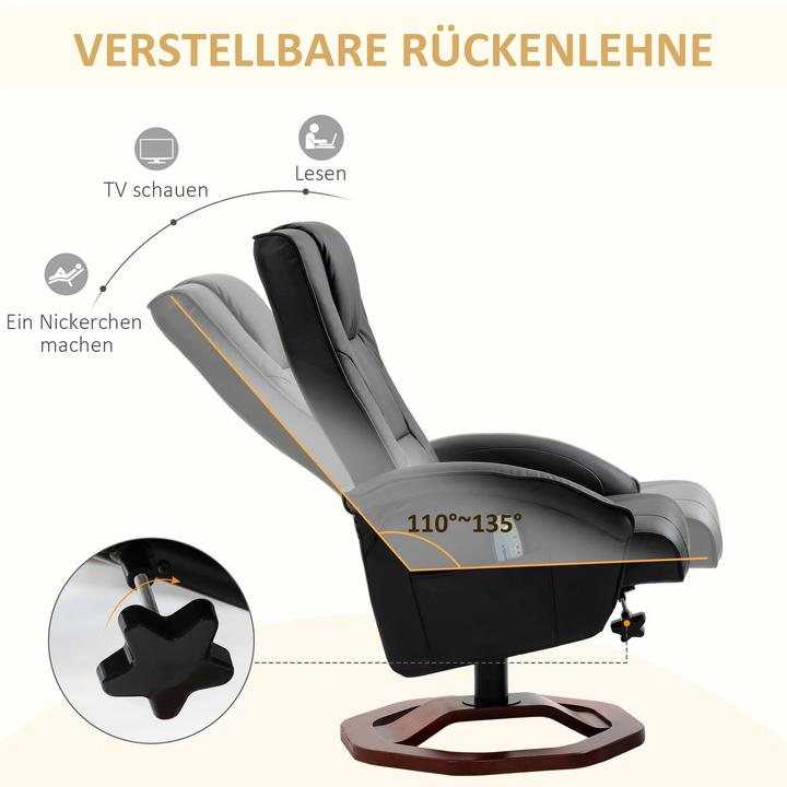 Produktbild Swisshandel24 Relaxsessel mit Hocker, drehbarer Fernsehsessel, TV-Sessel mit Liegefunktion, Ruhesessel, Liegesesse