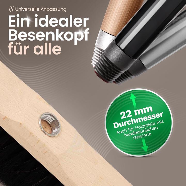 Produktbild Novaliv 1x Zimmerbesen mit Stiel I feine Kunstborsten I Handbesen Holz I Teleskopstiel I Stubenbesen (1 Stk.)