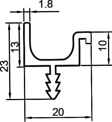 Actual product image Werkstarck Handle strip profiles with profile height 13 mm