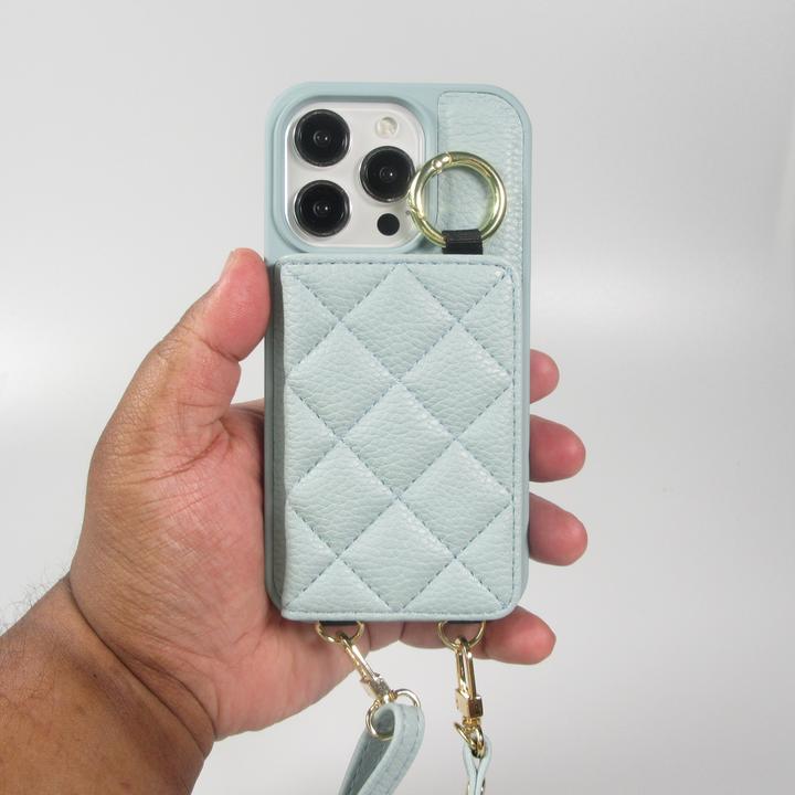Produktbild PhoneLook Hülle Gepolstertes Leder mit Spiegel und Kartenfach grosse abnehmbare Riemen (Apple iPhone 15 Pro)