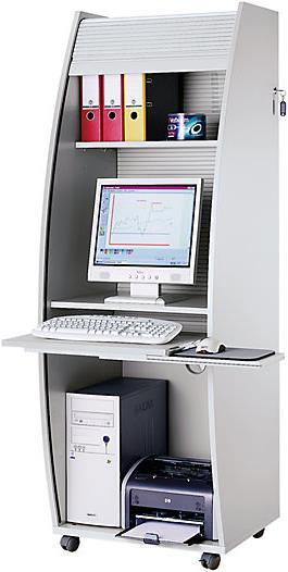Actual product image eurokraft pro Computer cabinet with plastic roller shutter, mobile