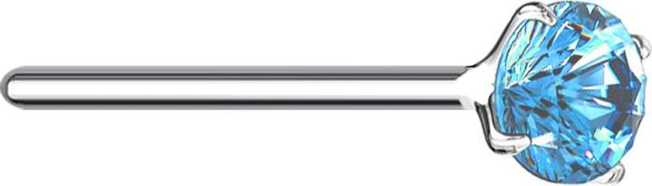 Immagine prodotto Star Piercing Nasenstecker biegen silber runder Kristall aqua gefasst (senza ottone, Argento 925)