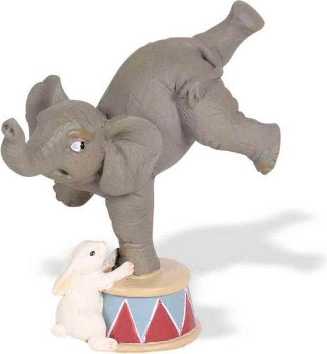 Immagine prodotto Seyko Geschenke 091065 - Figura in ceramica " Elefante fa la verticale con coniglietto", 9 cm