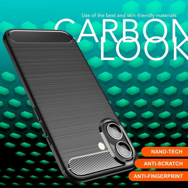 Actual product image Nalia Carbon look silicone cover (Apple iPhone 16)