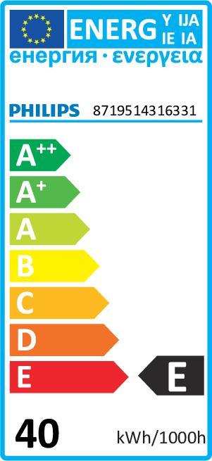 Label énergétique Philips Professional lumière LED (E40, 40 W, 7200 lm, 6 x, E)