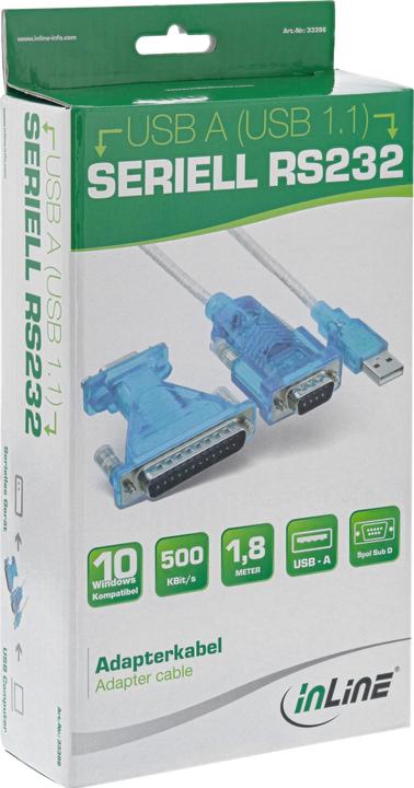 Actual product image InLine USB-Serial adapter cable USB St A to 9pin St 1,8m with 9-25pin adapter (1.80 m)
