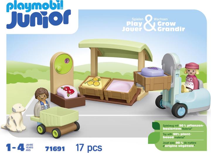 Image du produit Playmobil 71691 Playm. 1.2.3 : Stand de marché bio & chariot élévateur (71691)