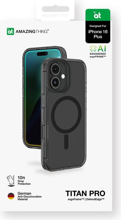 Produktbild Amazingthing Titan Pro Mag Case mit Magnetring für iPhone 16 Plus - Schwarz (Apple iPhone 16 Plus)