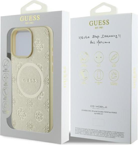 Immagine prodotto Guess GUHMP16XPSAPSMED iPhone 16 Pro Max 6.9" złoty/oro HC MagSafe Safiano Peony Classic Logo (Apple iPhone 16 Pro Max)
