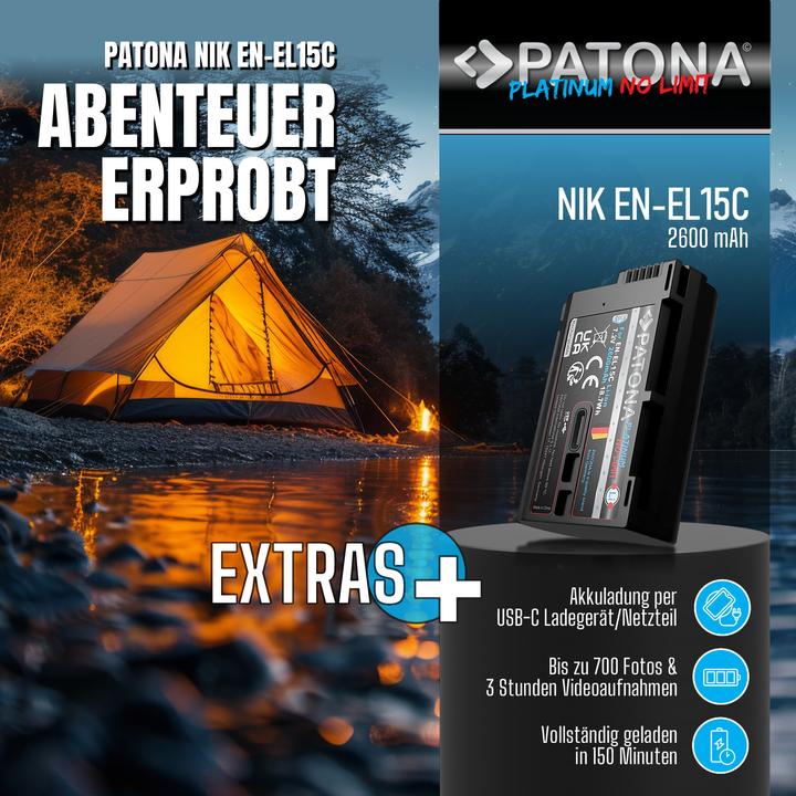 Image du produit Patona Platinum Batterie Nikon ENEL15C USB-C (Batterie de l'appareil photo)