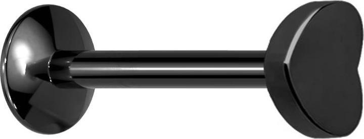 Star Piercing Micro UFO Labret Innengewinde schwarz mit Herz (ohne Messing, Chirurgenstahl 316L)