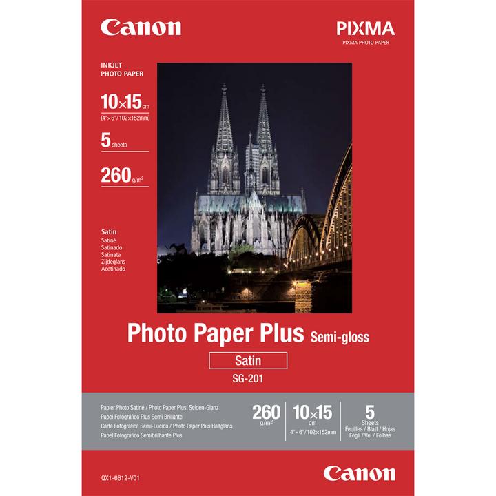 Produktbild Canon SG-201, Photo Paper Semi Gloss, 5 Blatt (260 g/m², 10 x 15 cm, 5 x)