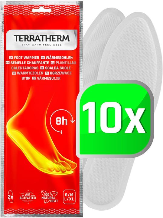 TerraTherm 10 Paar Wärmesohlen, 8h Wärme