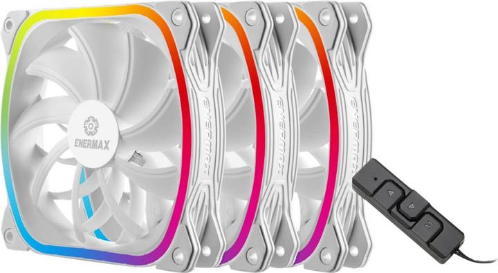 Image du produit Enermax Ventilateur PC SquA RGB Blanc 3-Pack avec boîte de contrôle RGB (120 mm, 3 x)