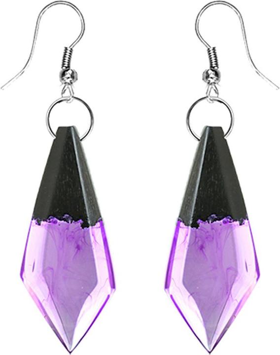 Star Piercing Ohrring Diamant färbung Epoxy violett aus Arang Holz
