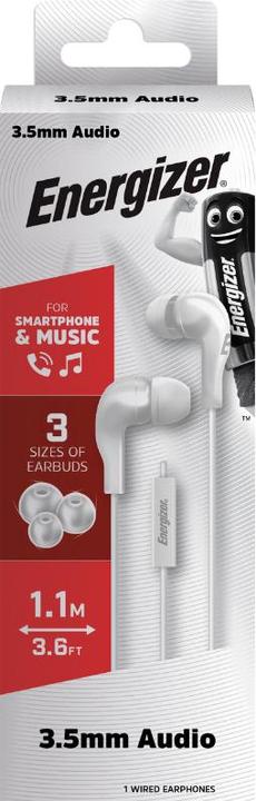 Image du produit Energizer Casque filaire - CIA5 - Jack / Aux 3.5 mm, blanc (Filaire)