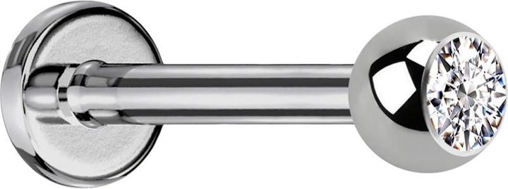Star Piercing Labret silber mit Kugel Kristall silber (ohne Messing, Titan G23)