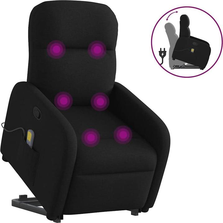 VidaXL Massagesessel mit Aufstehhilfe Schwarz Stoff