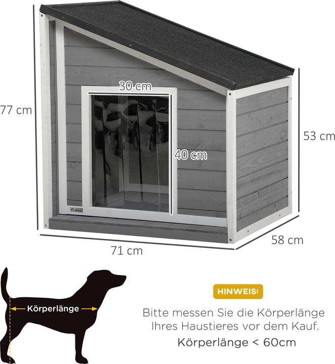 Actual product image PawHut Dog kennel with opening pitched asphalt roof (Dog house)