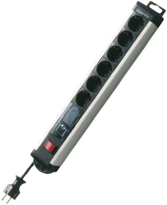 Produktbild REV 0014663913 Steckdosenleiste mit Schalter 6fach Schwarz, Silber Schutzkontakt (6 x, CEE 7/3, 3 m)