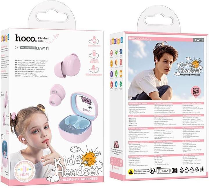 Produktbild Hoco Wireless headphones wireless earphones bluetooth TWS for kids EW111 pink